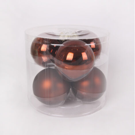 TrendLine Weihnachtskugeln aus Glas Ø 8 cm espresso 6 Stück Weihnachtskugel