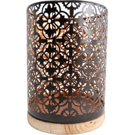 TrendLine Windlicht Ø 12x16,5 cm, schwarz-gold Metall Kerzenlichtzauber
