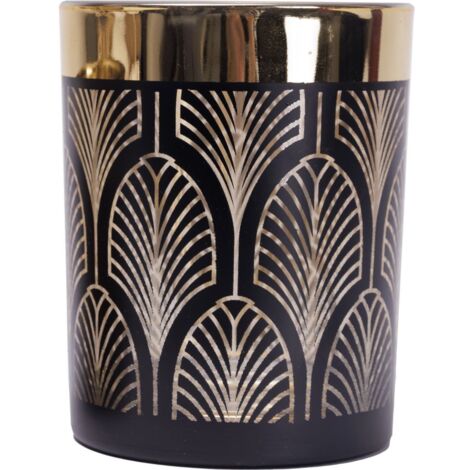 TrendLine Windlicht Glas Ø 10 cm schwarz gold Windlicht