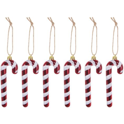 TrendLine Zuckerstangen aus Kunststoff 12cm 6 Stück Candy Cane Weihnachtsdeko