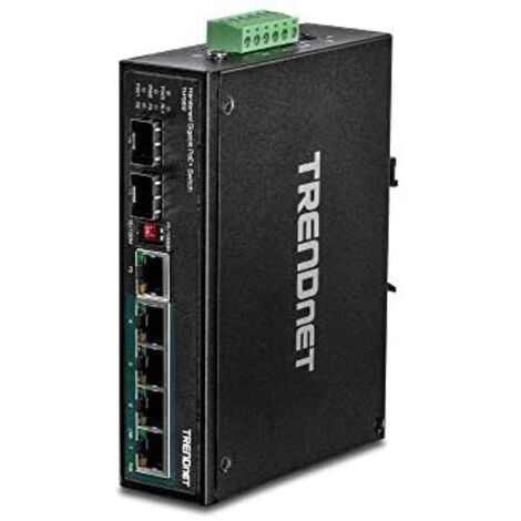TRENDnet TI-PG62 Commutateur sur rail DIN Gigabit PoE+ industriel renforcé à 6 ports,...