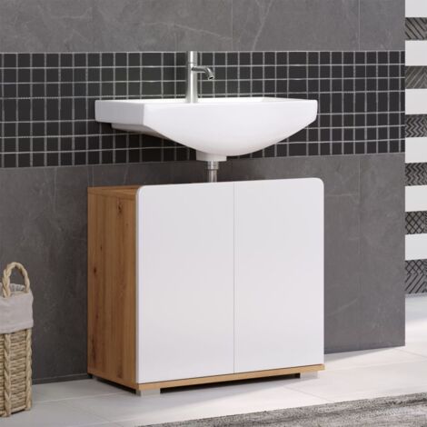 Meuble sous vasque GENERIQUE Berlioz Creations MSLBLANC Meuble Salle de  Bain sous-Lavabo Haute Brillance Blanc