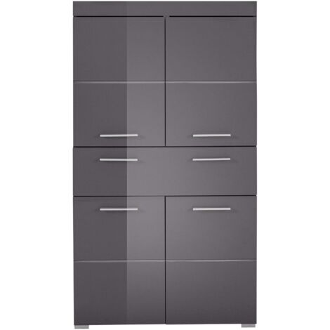 trendteam smart living Arredamenti, Materiale a Base di Legno, Grigio/Grigio Agave (Alta lucentezza), 73 x 132 x 31 cm