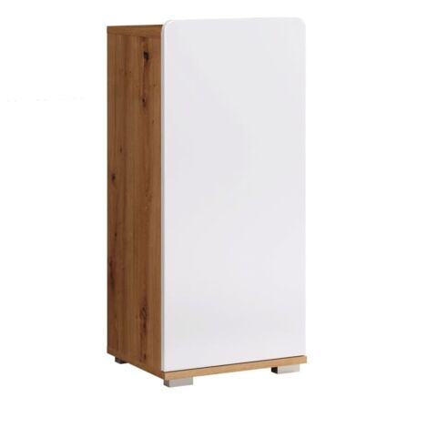 trendteam smart living - Cassettiera da bagno - Bagno - Ciara - Dimensioni di montaggio (L x A x P) 37 x 82 x 31 cm - Colore Bianco lucido con rovere Artisan - 210980207