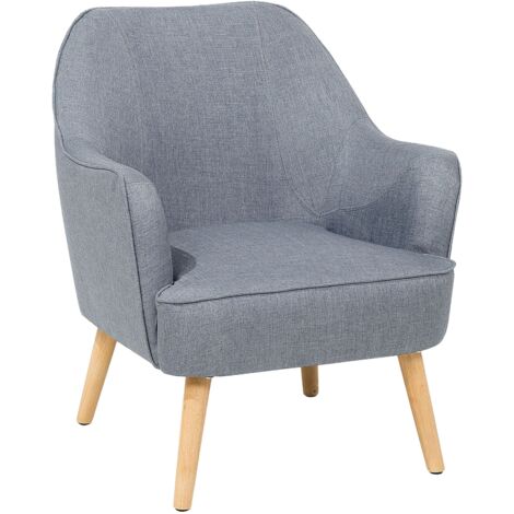 Sessel Grau Polsterbezug Gummibaumholz Cocktailsessel Retro-Stil