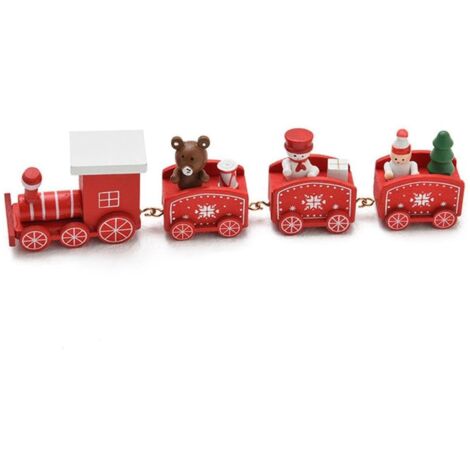 Trenino decorativo natalizio con 3 vagoni in legno per decorazioni natalizie -Verde