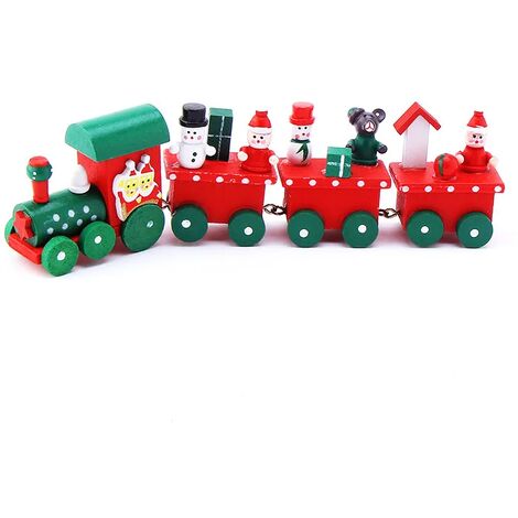 Trenino Natalizio in Legno con 4 vagoni 20 cm Rosso e Bianco Decorazioni Natale