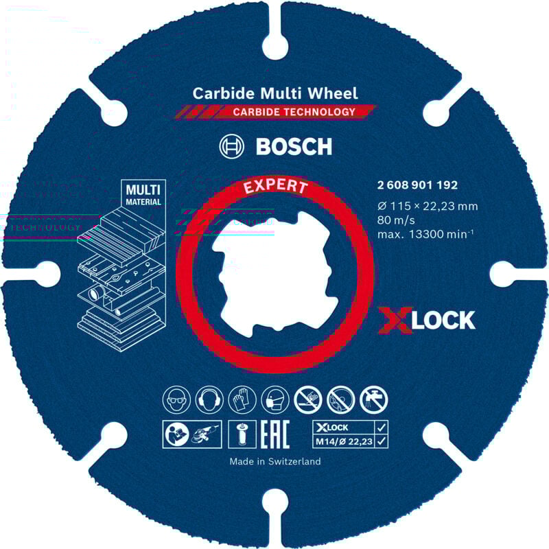 Image of Bosch - Professional Expert Carbide Multi Wheel x-lock Trennscheibe, 115 mm, 22,23 mm (2608901192)