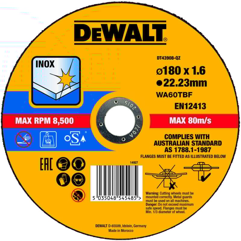 Image of High Performance Trennscheibe Edelstahl flach 180x1,6mm - Dewalt