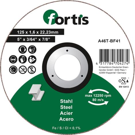 Trennscheibe Stahl 125 x 1,6mm gerade FORTIS