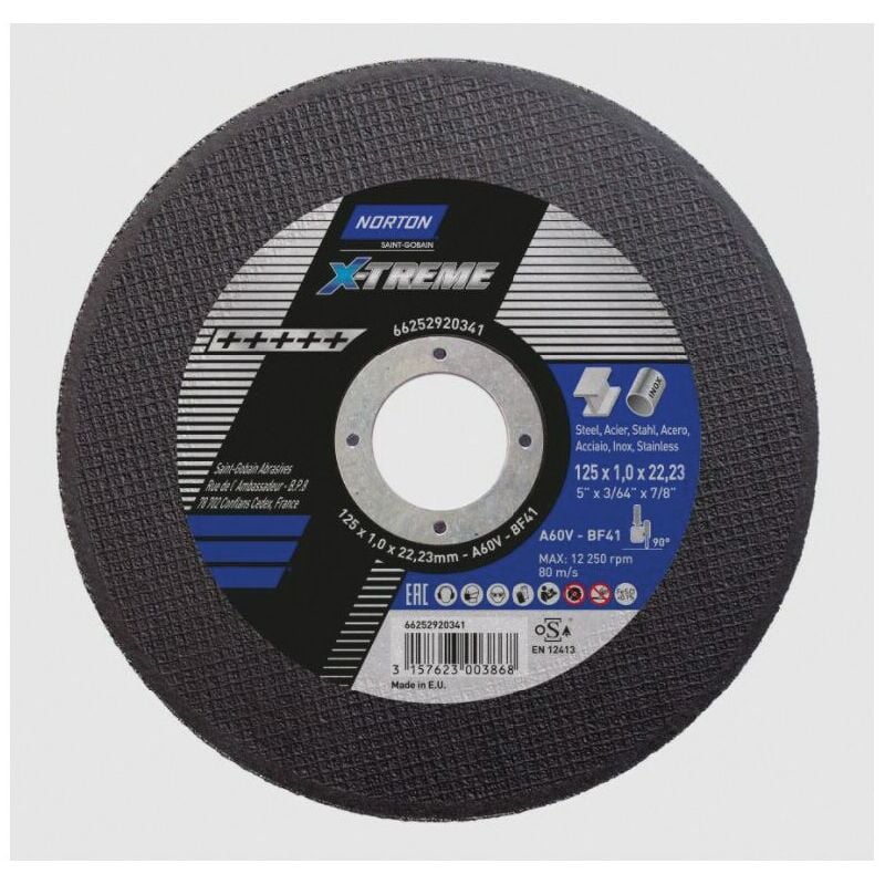 Saint Gobain 125x1.0x22.23mm No-Xteme Cutting Disc A60V Type 41 - Norton