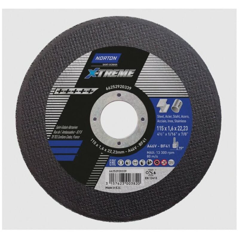 Saint Gobain 115x1.6x22.23mm No-Xteme Cutting Disc A46V Type 41 - Norton