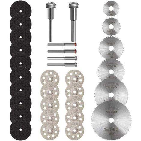 Trennscheiben für Dremel, Zubehör für Rotationswerkzeuge Mini-Diamanttrennscheibe mit 1/8-Zoll-Schaft und HSS-Kreissägeblätter und Harz-Metall-Trennscheiben Werkzeuge Holz-Metall-Steinschneiden