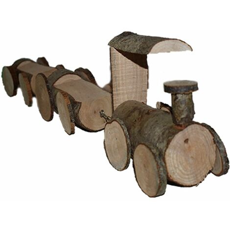 Treno con vagoni da decorare in legno naturale addobbi decorazioni di natale per albero idea regalo centrotavola natalizio - decoro: Treno Grande