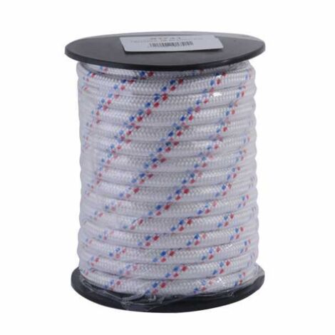 Trenza de PP mm 6 m 25 Blanca Hilos Azul/Rojos
