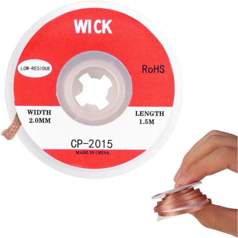 Trenza de soldadura con fundente sin limpieza, mecha desoldadora de cobre de alta pureza para reparación de placas de circuitos impresos, bricolaje