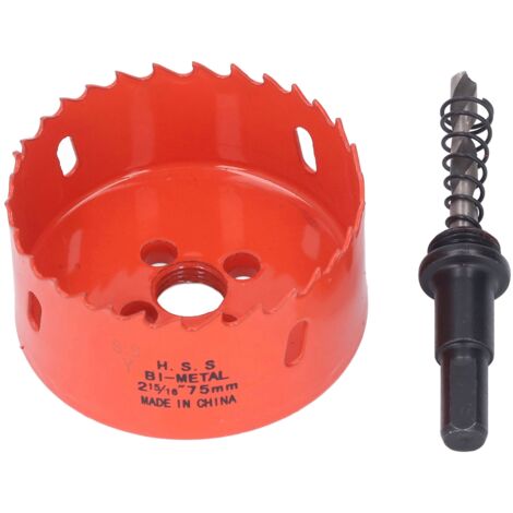 Trépan Bi-Métal Acier Rapide pour Bois et PVC, 75mm avec Mandrin