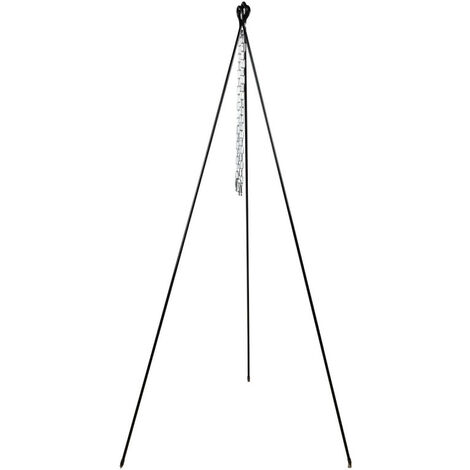 Trépied barbecue portable en métal noir 160 cm – Support jusqu'à 8,7 kg – Chaînes ajustables pour cuisson au feu – Fancy Flames