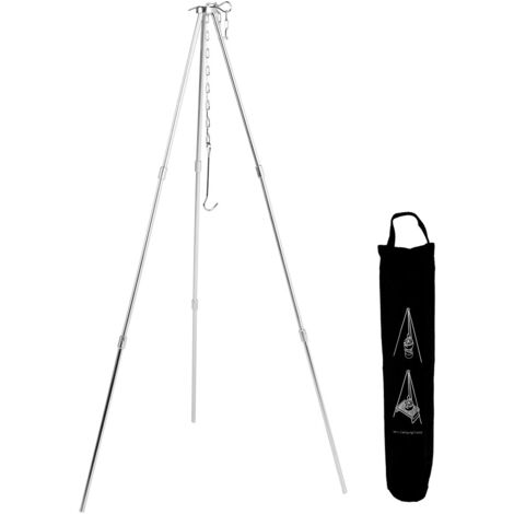 Trépied de cuisson portable avec chaîne réglable pour marmite et gril, accessoire de cuisine extérieure