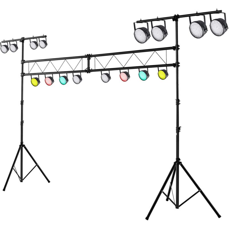 Trépied d'Éclairage Goplus Support de Lumière en Métal avec Hauteur Réglable 180-350cm, Bras Multiples, Trépied en t Pliable