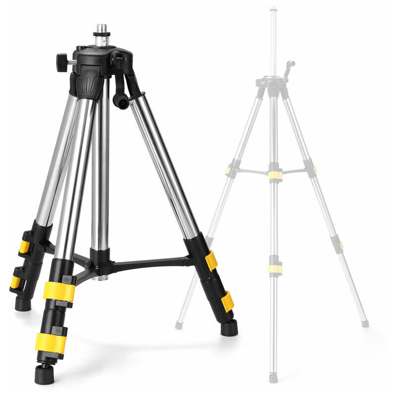 Trépied en acier inoxydable réglable en hauteur triple de 1,2 m avec perche d'extension pour niveau laser avec niveau à bulle