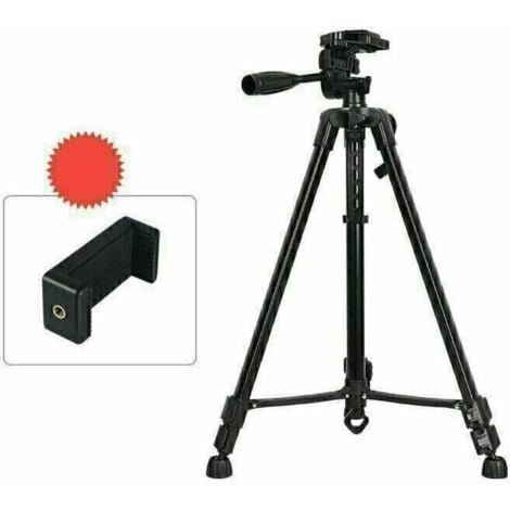Trépied, Trepied Appareil Photo en Alliage d'Aluminium, 52cm-140cm, Tête Pivotante 360Ḟ avec Support de Téléphone, Trépied Ultraléger pour Smartphone, Caméra, Projecteur Caméra de surveillance interie