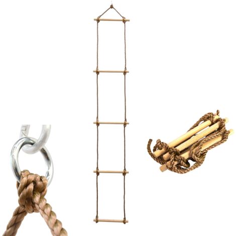 Treppe in Seil und Holz für Kinder mit max. 50 kg Karabiner