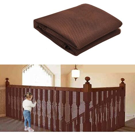 Treppen-Sicherheitsnetz, Sicherheits-Treppennetz, Baby-Sicherheits-Treppennetz, Kinder-Treppennetz, Balkon-Sicherheitsnetz, Kinderschutznetz (Brown-75cmX300cm)