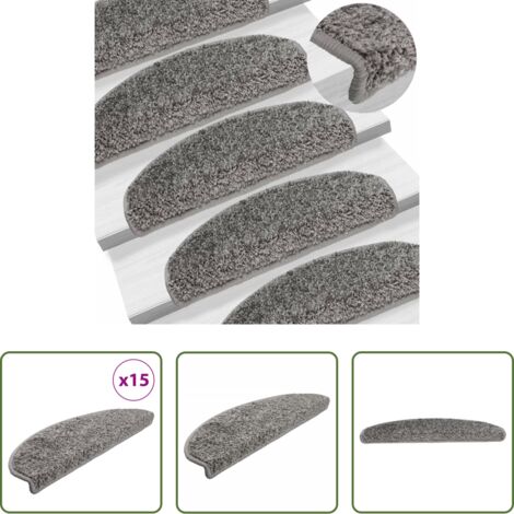 Treppenabdeckung - Stufenmatten 15 Stk. 65x21x4 cm Grau Halbrund Groß