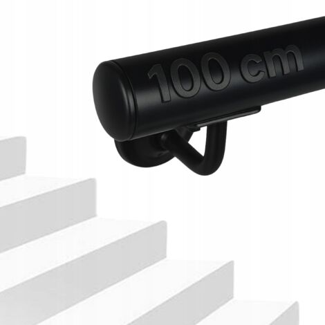 Treppengeländer - 100 cm - Modernes Design - Innen- und Außenbereich - Schwarzer Stahl