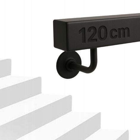 Treppengeländer - 120 cm - Schwarzer Stahl - Modernes Design - Innen- und Außenbereich