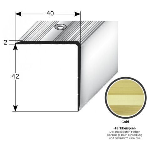 Treppenkante "Forli", Treppenkantenprofil / Winkelprofil (Größe 40 mm x 42 mm) aus Aluminium eloxiert, gebohrt, von Auer Metall-goldfarbig-1000