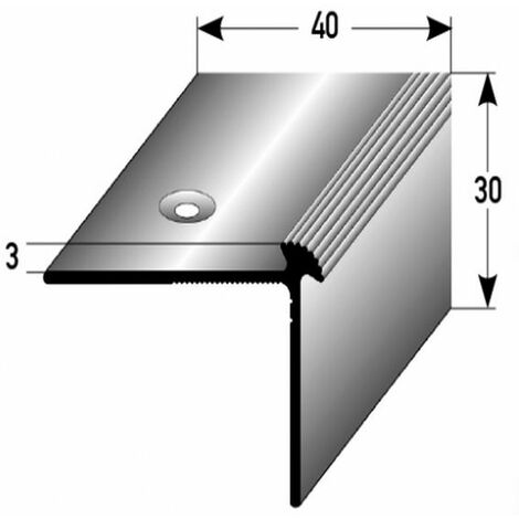 Treppenkante Giffone / Treppenkantenprofil / Winkelprofil (Größe 40 mm x 30 mm x 3 mm) aus Aluminium eloxiert, gebohrt, von Auer Metall-silber-1000 - silber