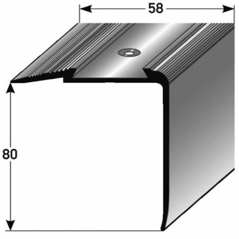 Treppenkante Grava / Kombiwinkel / Winkelprofil (Größe 80 mm x 58 mm) aus Aluminium eloxiert, gebohrt, von Auer Metall-silber-1000 - silber