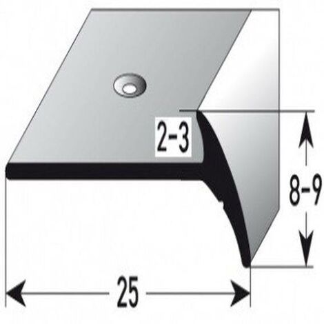 Treppenkante Oiron Treppenkantenprofil / Winkelprofil / Fassonprofil, konfigurierbar, Breite: 25 mm, Einfasshöhe 2-3 mm aus Aluminium eloxiert, gebohrt, von Auer Metall -silber-1000-3 - silber