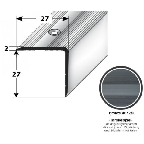 Treppenkante "Orvieto" / Treppenkantenprofil / Winkelprofil (Größe 27 mm x 27 mm) aus Aluminium eloxiert, gebohrt, von Auer Metall-bronze dunkel-1000