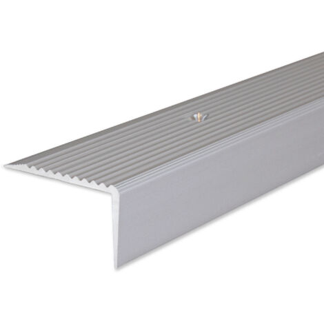 Treppenkante / Treppenkantenprofil / Winkelprofil (Größe 20 mm x 40 mm) aus Aluminium eloxiert, gebohrt von Auer Metall -silber-800