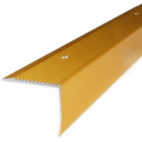 Treppenkante "Vena" / Treppenkantenprofil / Winkelprofil (Größe 42 mm x 50 mm) aus Aluminium eloxiert, gebohrt, von Auer Metall-goldfarbig-1000