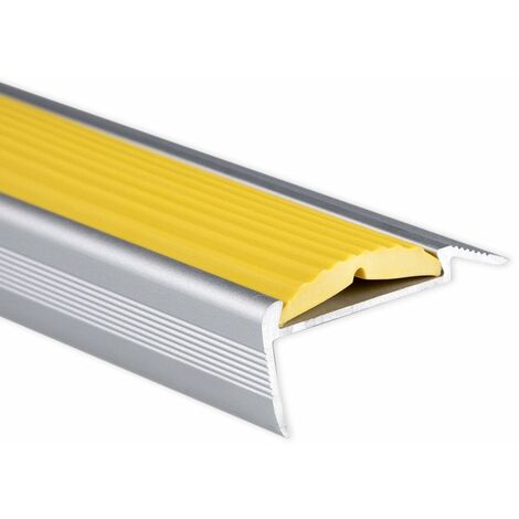Treppenkantenprofil mit Einzel-Gummieinlage | Power Grip | Länge: 90 cm | Selbstklebend | Gelb