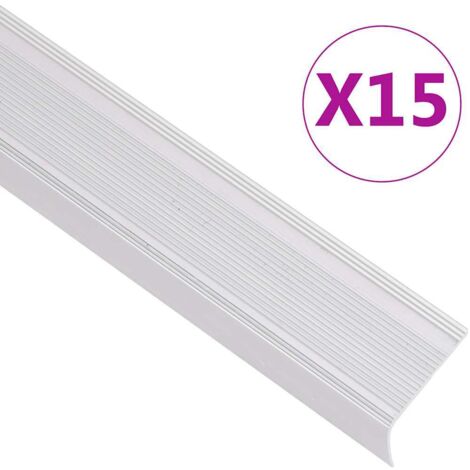 Treppenkantenprofile in L-Form 15 Stk. Aluminium 90 cm Silbern