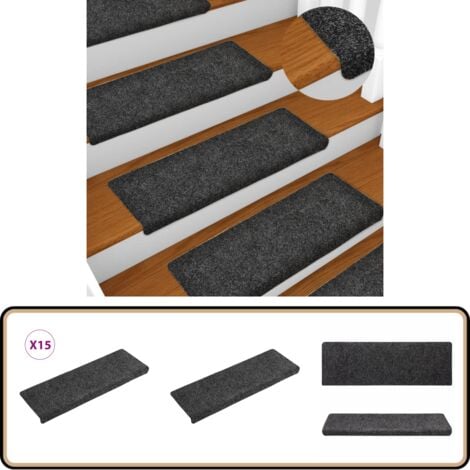 Treppenmatten 15 Stk. Nadelvlies 65x21x4 cm Grau - Treppenmatten - Stufenmatten - Treppenläufer - Anti-Rutsch Matte - Nadelvlies