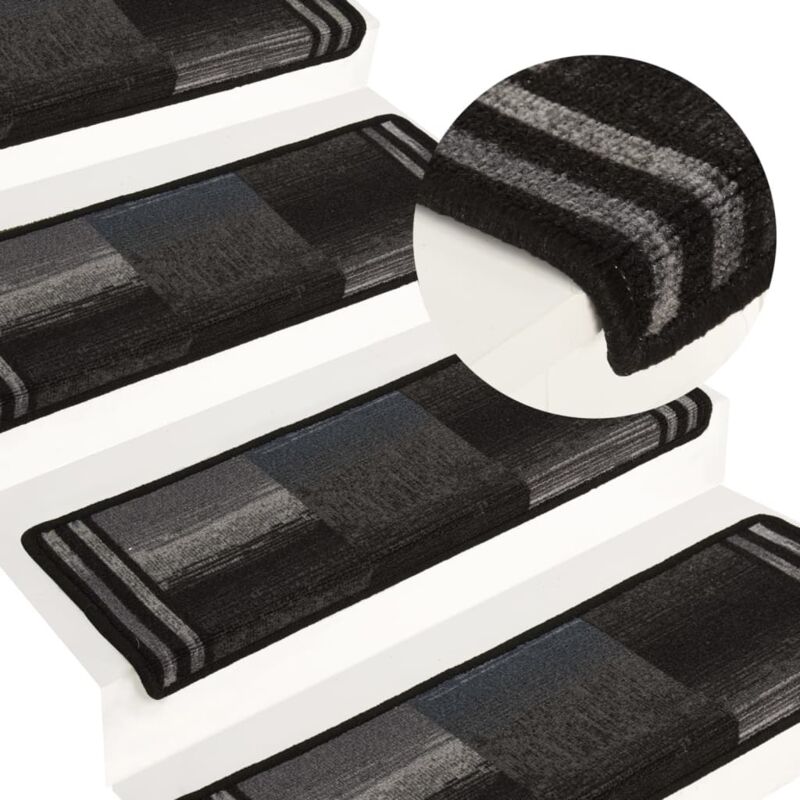 Vidaxl Treppenmatten Selbstklebend 15 Stk. 65x21x4 Cm Schwarz Und Grau