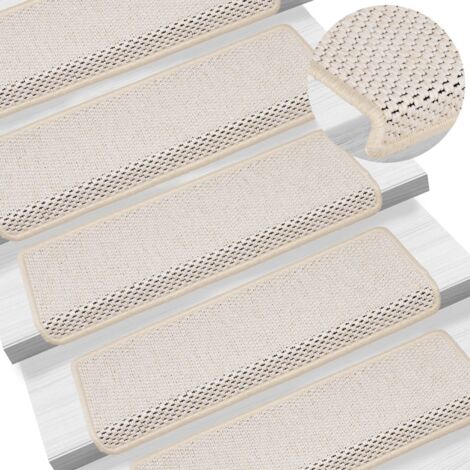 Treppenmatten Selbstklebend Sisal-Optik 15 Stk. 65x21x4cm Creme CFW803027