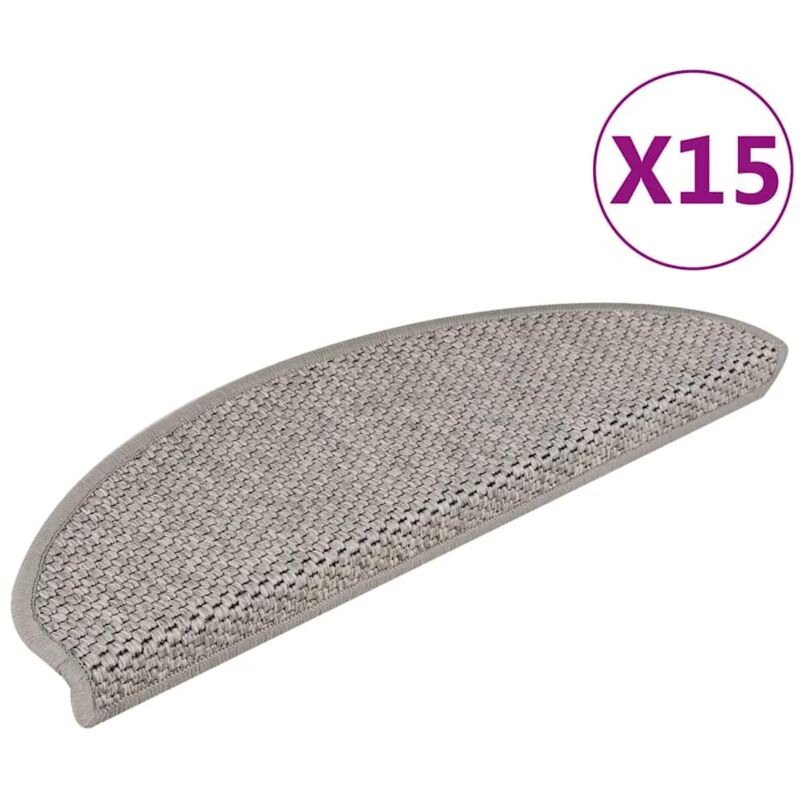 Treppenmatten Selbstklebend Sisal-look 15 Stk. 65x21x4 Silbern - Vidaxl