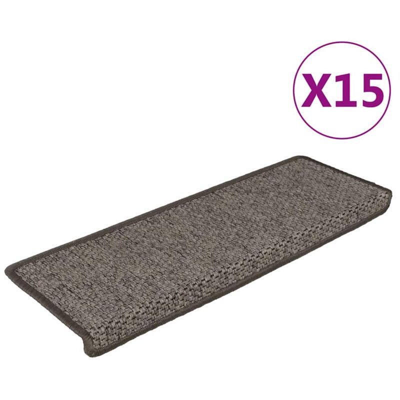 Treppenmatten Selbstklebend Sisal 15stk. 65x21x4cm Grau & Beige Vidaxl