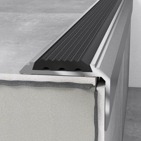 Treppenprofil 46x30x1200 mm Silber mit Einlage Treppenkante Aluminium Aluminiumprofil Winkel - Silber