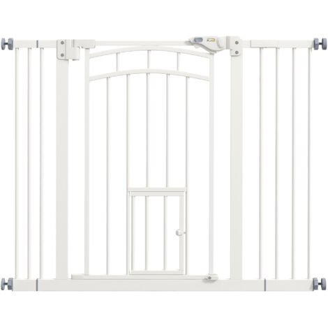 Treppenschutzgitter Hundeschutzgitter, automatisches Schließen, Einhandbedienung,100 cm x 4 cm x 76 cm, Weiß