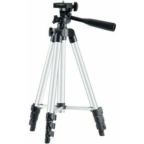 ALOVEZ Treppiede telescopico treppiede per dispositivo di livellamento laser livello laser a bolla incrociata livello laser rotante da cantiere compatibile conDewalt Makita, argento, un pezzo,