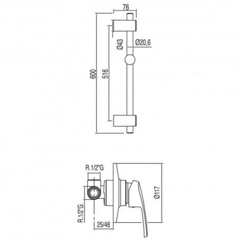 TRES 17097002 ECO-TRES Kit Ducha Grifo Empotrado - ref: 17097002