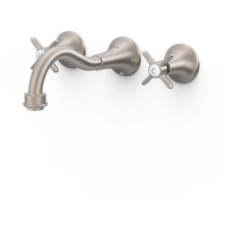 TRES 24215101AC TRES CLASIC Grifo Bimando Empotrado para Lavabo Color Acero - ref: 24215101AC